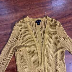Serendipity Gold Open Knit Crochet Longline Cardigan 100% Acrylic